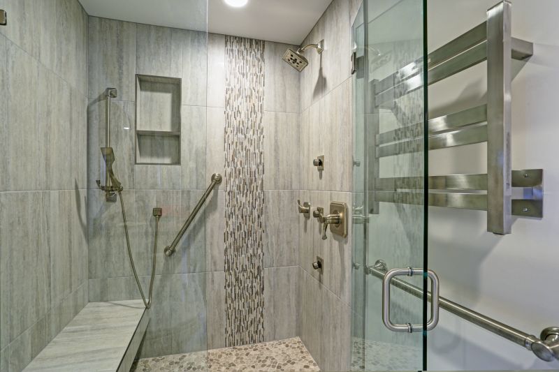 Walk-in shower with rainfall showerhead